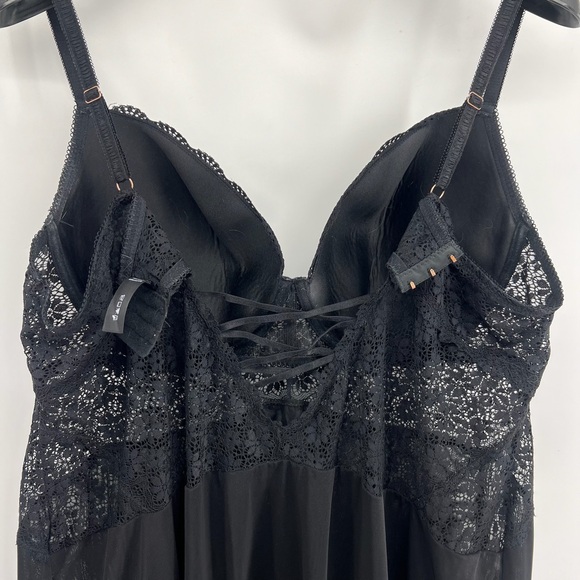 Rene Rocs Black Intimates Sz 3X Sleepwear Lace Trimmed Sheer - Picture 3 of 12